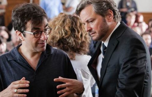 Aton Egoyan et Colin Firth sur le plateau de The Devil's Knot
