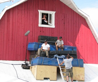 Sur le plateau du film Le sens de l'humour