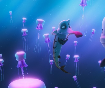 Une scène du film Katak, le brave béluga