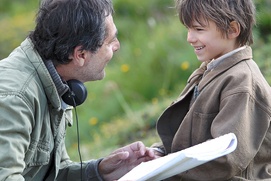 Sur le plateau du film Belle et Sébastien