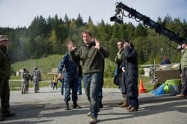 Sur le plateau du film Godzilla