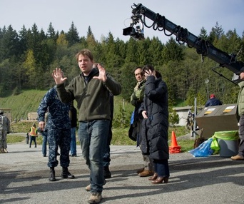 Sur le plateau du film Godzilla