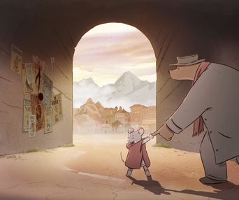 Une scène du film Ernest et Célestine: Le voyage en Charabie