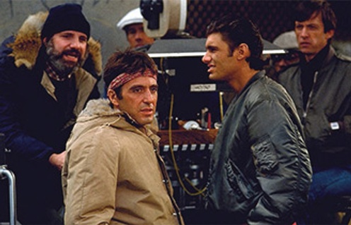 Al Pacino, Brian De Palma et Steven Bauer sur le plateau de Scarface