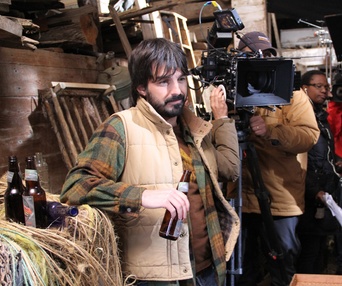 Sur le plateau du film La Sacrée