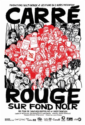 Carré rouge sur fond noir