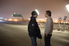 Sur le plateau du film Nightcrawler Sur le plateau du film Nightcrawler