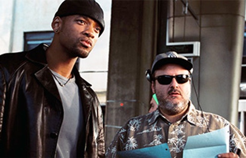 Alex Proyas et Will Smith sur le plateau de I, Robot