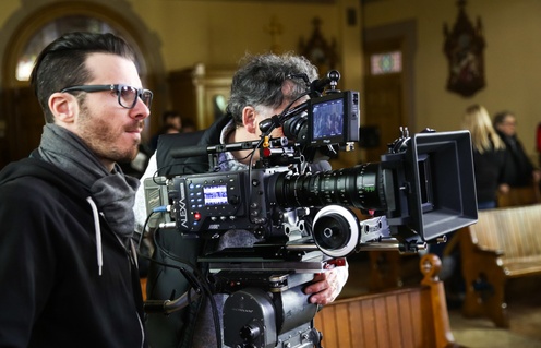 Sur le plateau du film La passion d'Augustine