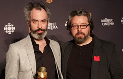 Arnaud Brisebois et Francis Leclerc (à droite) dans les coulisses de la Soirée des Jutras 2012