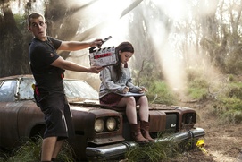 Sur le plateau du film Evil Dead