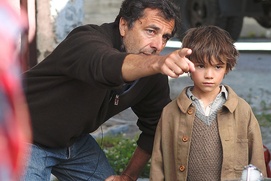 Sur le plateau du film Belle et Sébastien