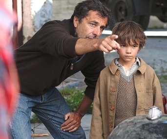 Sur le plateau du film Belle et Sébastien