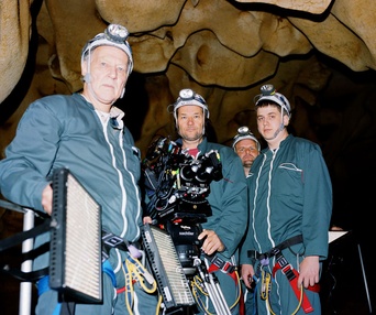 Sur le plateau du film Cave of Forgotten Dreams