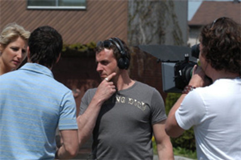 Patrick Huard pendant le tournage de Les 3 p'tits cochons