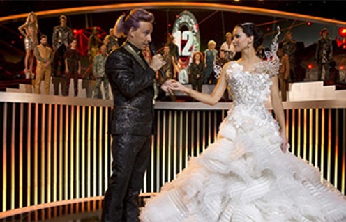 Stanley Tucci et Jennifer Lawrence dans The Hunger Games: Catching Fire