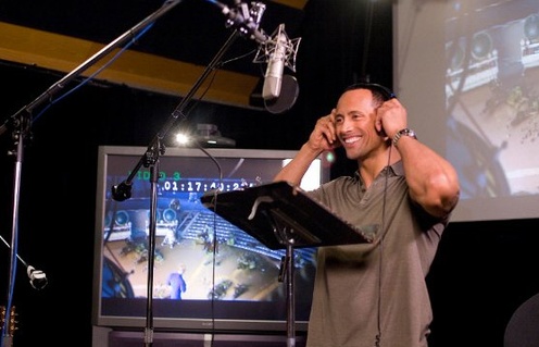 Dwayne Johnson dans le studio d'enregistrement de Planet 51