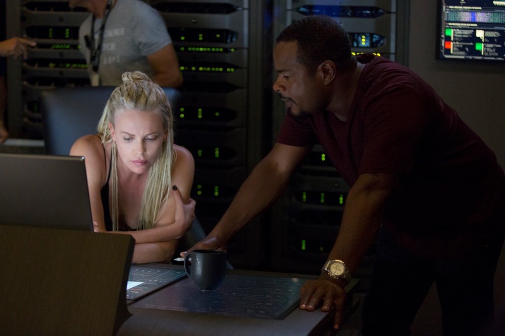 Sur le plateau du film The Fate of the Furious