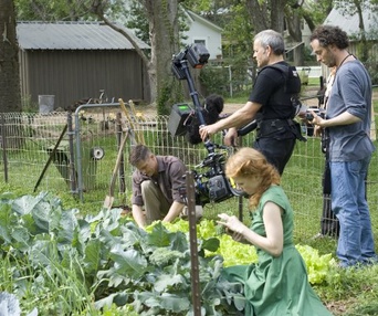 Sur le plateau du film The Tree of Life