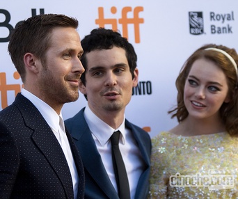 Sur le tapis rouge du film La La Land