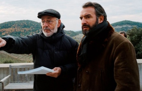 Bertrand Blier et Jean Dujardin sur le plateau de Le bruit des glaçons