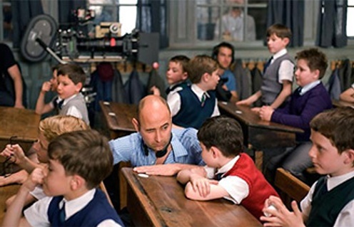 Sur le plateau du film Le petit Nicolas