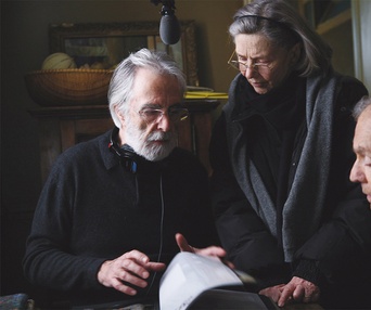 Sur le plateau du film Amour