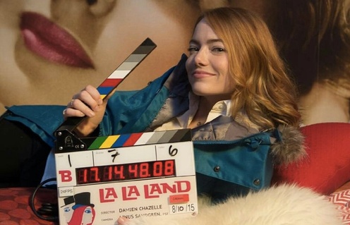 Sur le plateau du film La La Land