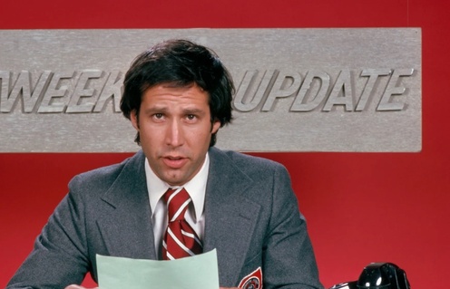 Chevy Chase sur le plateau de Saturday Night Live