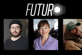 Étienne Galloy, Sophie Cadieux et le réalisateur Alec Pronovost du film Futuro Étienne Galloy, Sophie Cadieux et le réalisateur Alec Pronovost du film Futuro